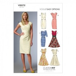 8972 VOGUE EZ LINED SEAM STRAIGHT- FLARE DRESS PATTERN 6-14; 14-22  ABCD choice